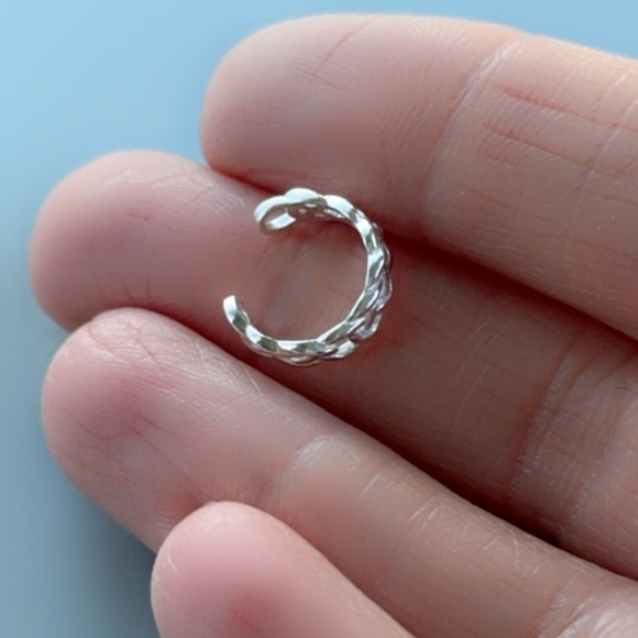 Sterling Silver Chain Link Ear Cuff – No Piercing Open Band - Picture 4 of 10